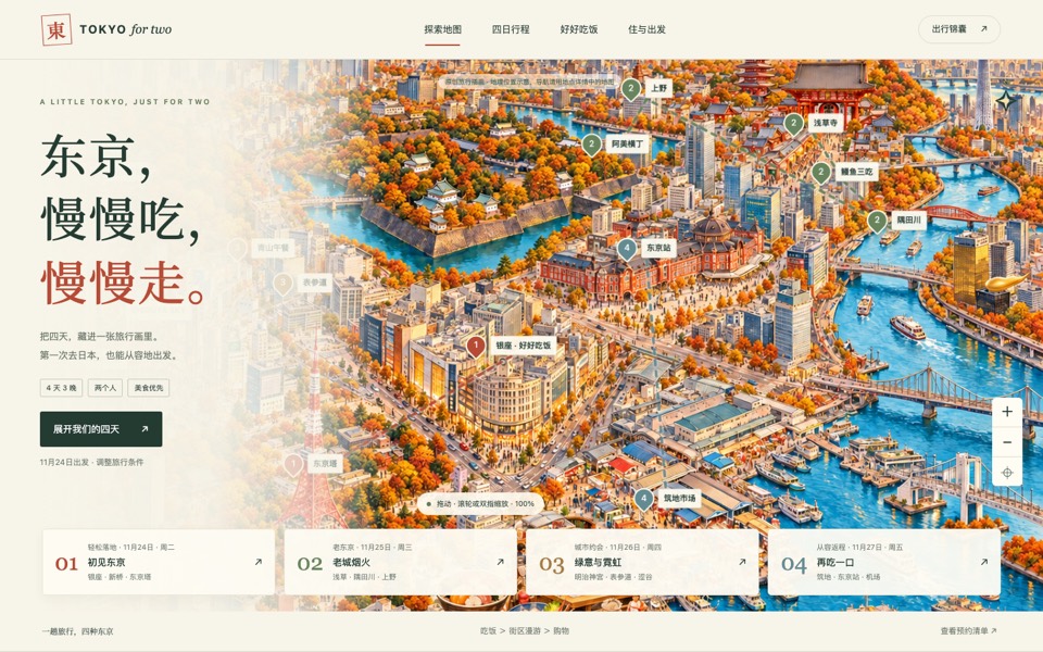 东京，慢慢吃，慢慢走：一张可以探索的东京旅行画